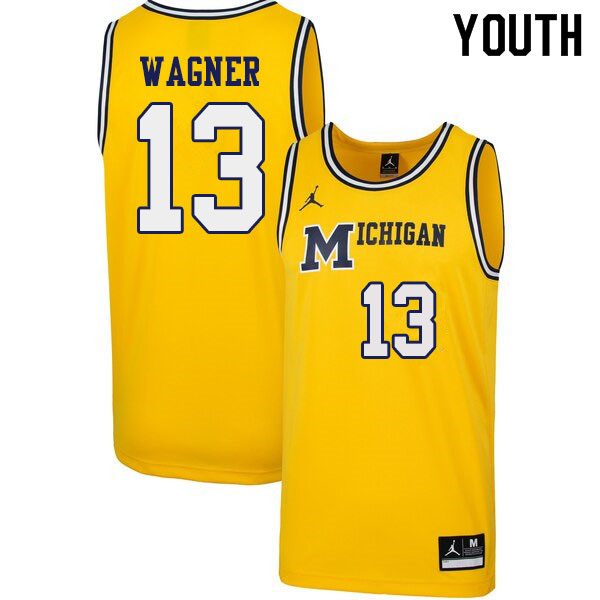 Youth #13 Moritz Wagner Michigan Wolverines 1989 Retro College Basketball Jerseys Sale-Yellow